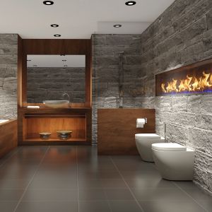 Badezimmer in eleganter Holzoptik